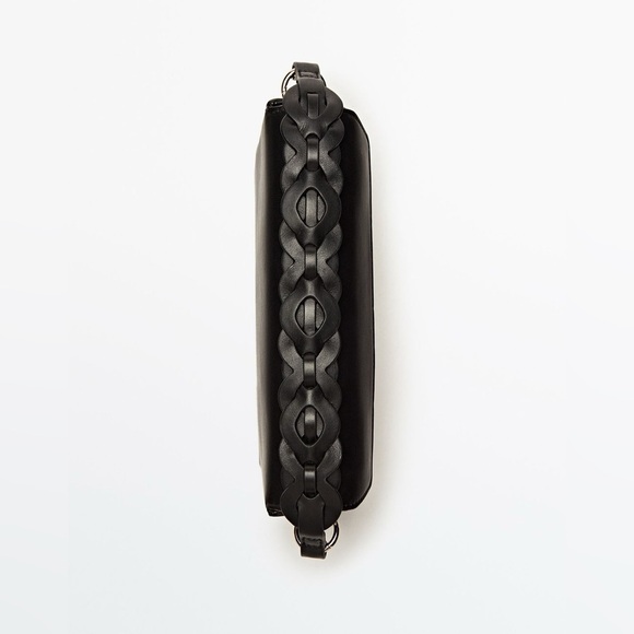 Massimo Dutti Black Leather Crossbody with interwoven handle. NWT. $299. - Picture 4 of 5